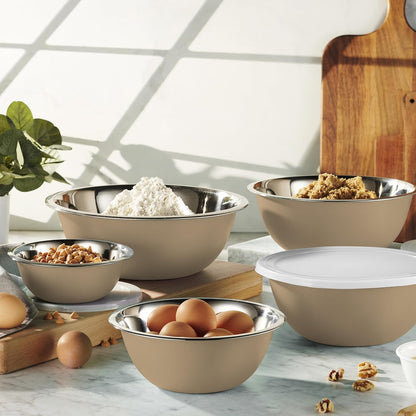 10-Piece Stainless Steel Mixing Bowl Set with Lids for Food Prep & Storage