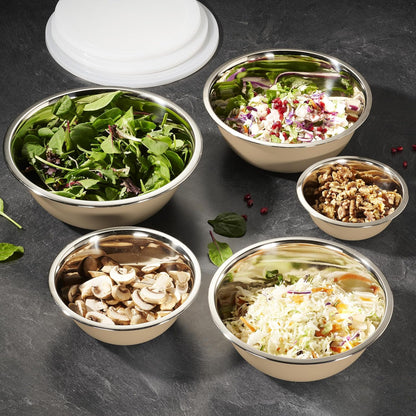 10-Piece Stainless Steel Mixing Bowl Set with Lids for Food Prep & Storage