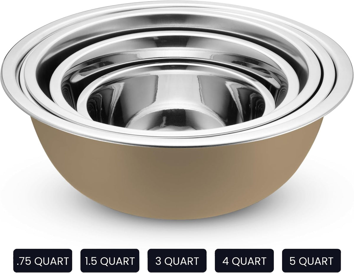 10-Piece Stainless Steel Mixing Bowl Set with Lids for Food Prep & Storage