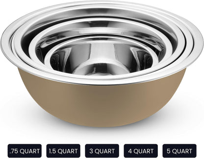 10-Piece Stainless Steel Mixing Bowl Set with Lids for Food Prep & Storage