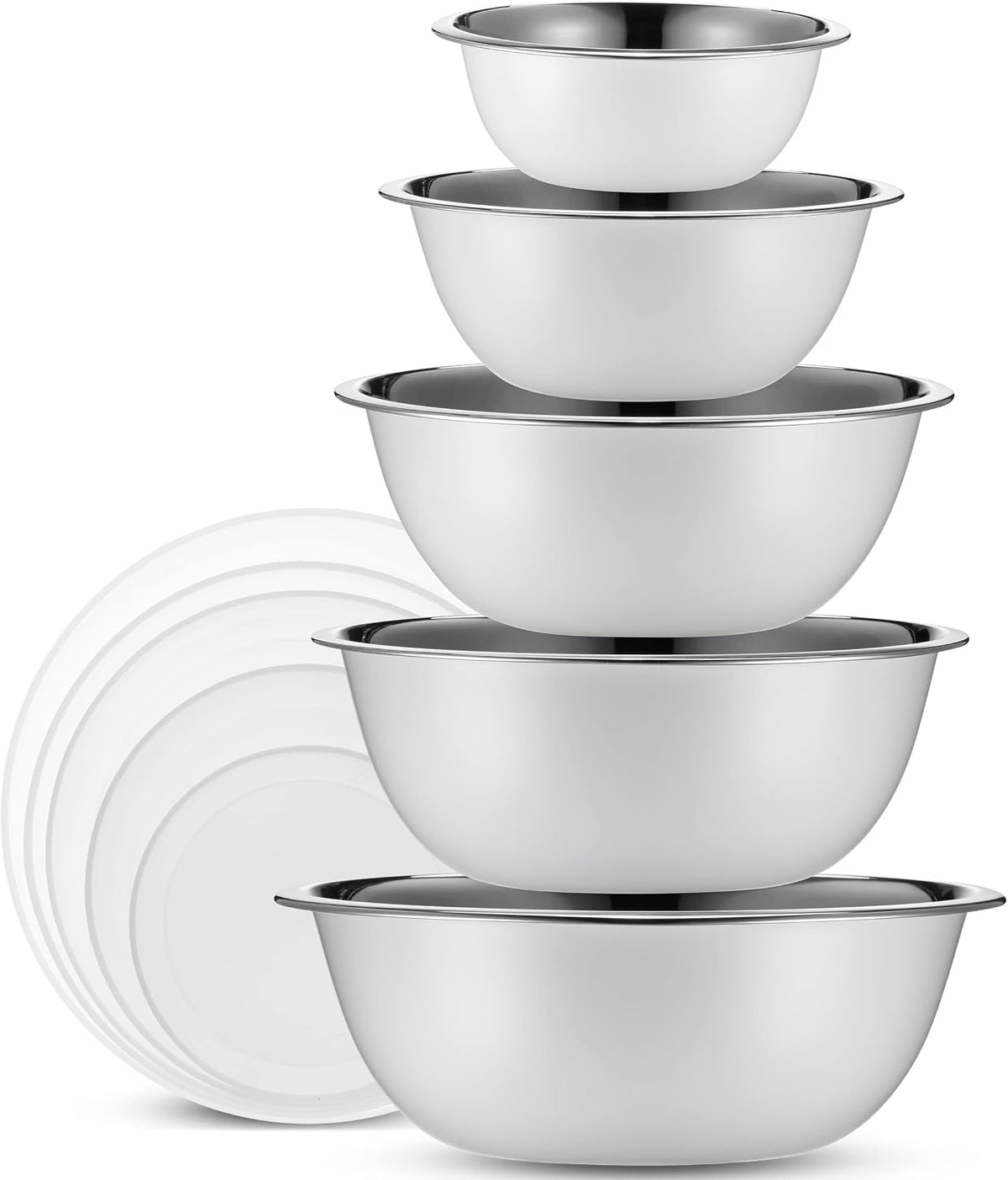 10-Piece Stainless Steel Mixing Bowl Set with Lids for Food Prep & Storage