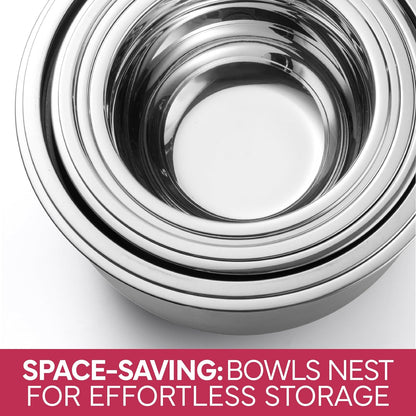 Stainless Steel Mixing Bowls Set with Lids - Nesting Bowls with Non-Slip Bottom, Sage, 12 Pieces