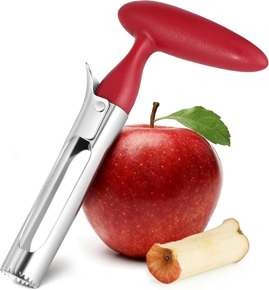 Apple Corer Tool, Apple Core Remover with Ergonomics Handle,Red | Stainless Steel Corer,Sharp Serrated Blades,Hand wash/Dishwasher