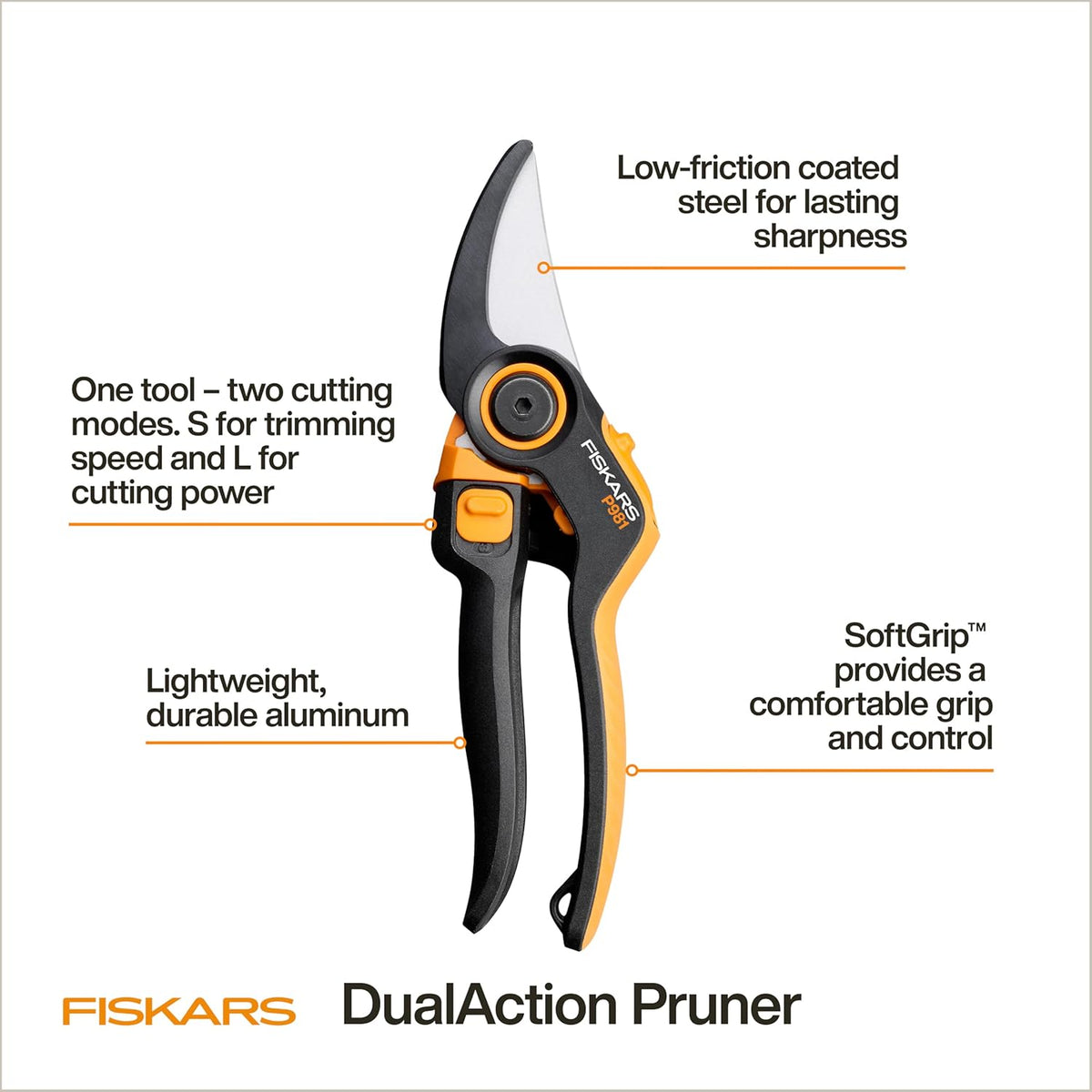 SoftGrip Bypass Pruning Shears, 5/8" Cut Capacity Garden Clippers