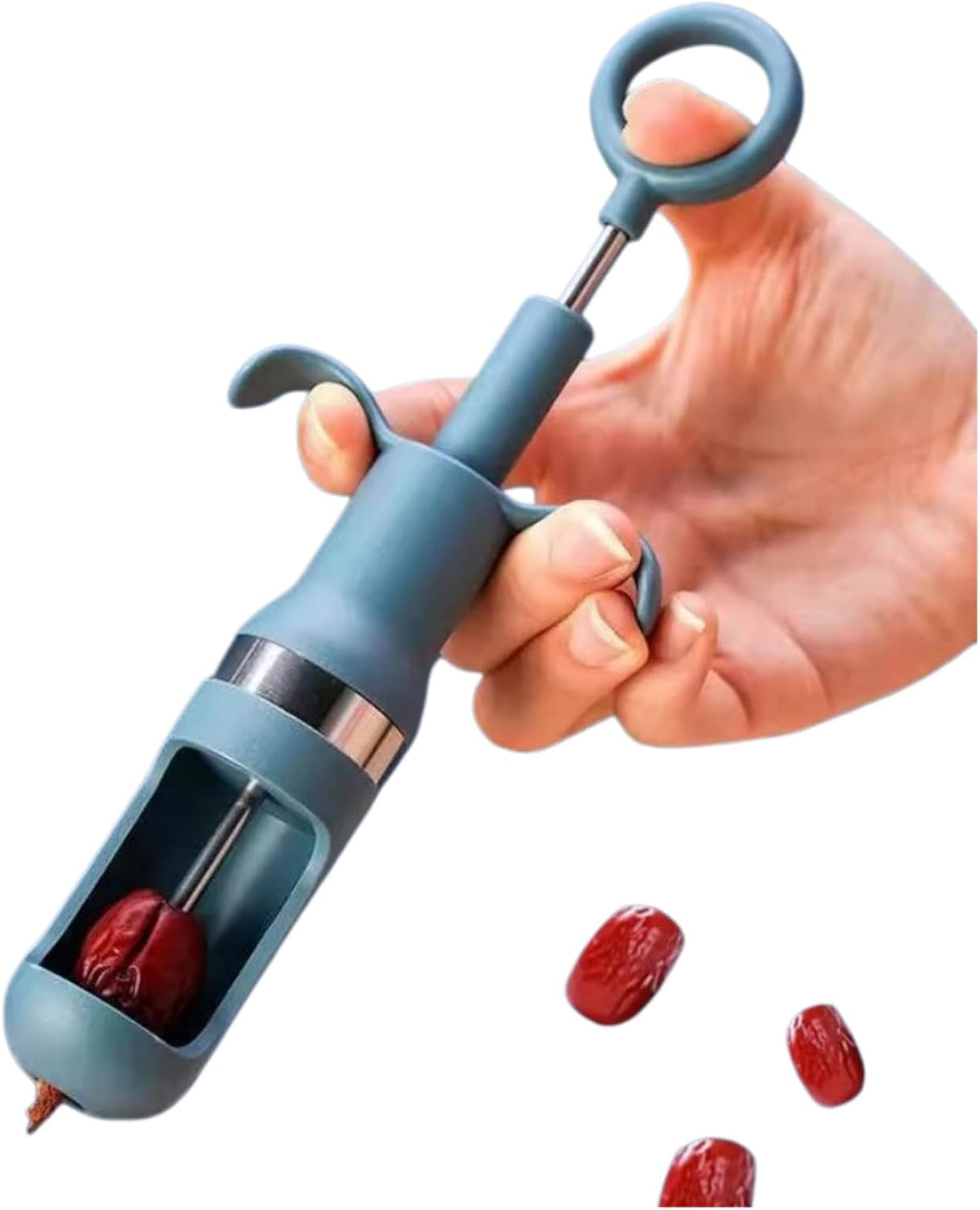 Red Dates Corer Jujube Pitter Multifunctional Portable Efficient Jujube Corer Fruit Core Remover for Pear Cherry Jujube Red Date Kitchen Tool PP Stainless Steel (Blue)