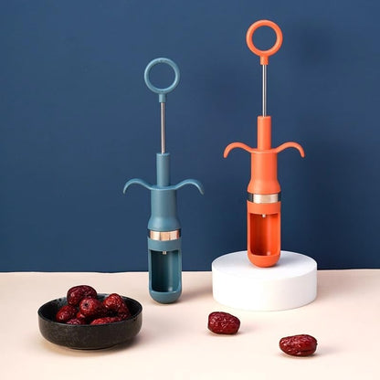 Red Dates Corer Jujube Pitter Multifunctional Portable Efficient Jujube Corer Fruit Core Remover for Pear Cherry Jujube Red Date Kitchen Tool PP Stainless Steel (Blue)