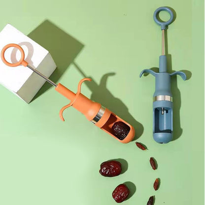 Red Dates Corer Jujube Pitter Multifunctional Portable Efficient Jujube Corer Fruit Core Remover for Pear Cherry Jujube Red Date Kitchen Tool PP Stainless Steel (Blue)
