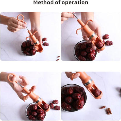 Red Dates Corer Jujube Pitter Multifunctional Portable Efficient Jujube Corer Fruit Core Remover for Pear Cherry Jujube Red Date Kitchen Tool PP Stainless Steel (Blue)