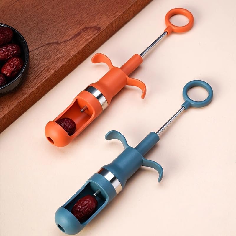 Red Dates Corer Jujube Pitter Multifunctional Portable Efficient Jujube Corer Fruit Core Remover for Pear Cherry Jujube Red Date Kitchen Tool PP Stainless Steel (Blue)