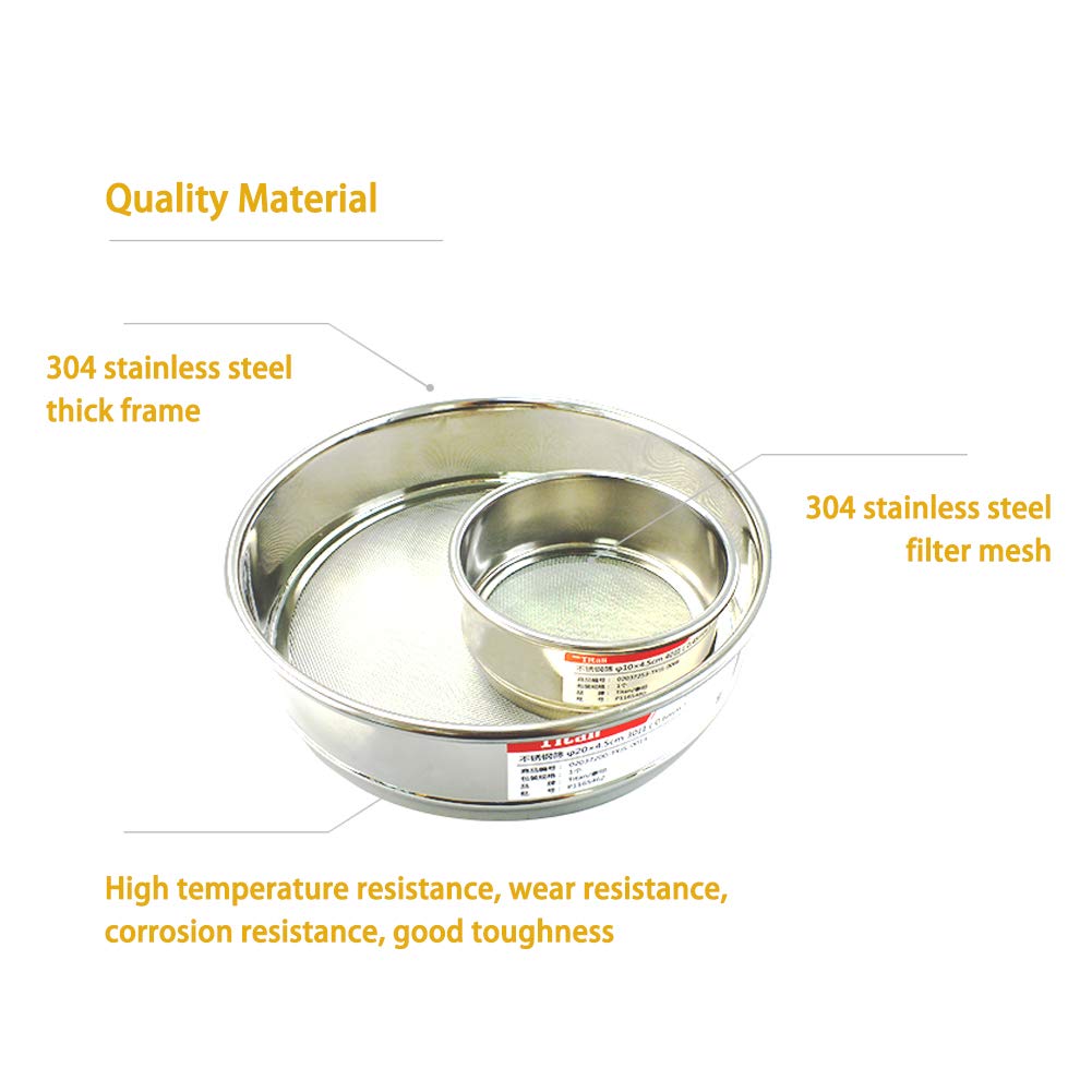 φ20×4.5cm 5 Mesh 304 Stainless Lab Sieves Economy Test Sieve 304 Stainless Steel Wire Cloth（5mm） - Colors B
