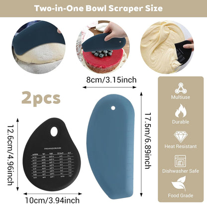 2Pcs Silicone Bowl Scraper Curved Edge Flexible Dough Scraper Tool