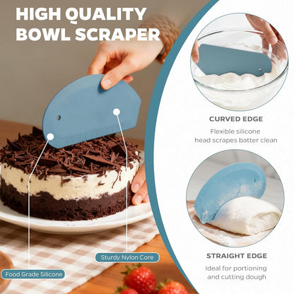 2Pcs Silicone Bowl Scraper Curved Edge Flexible Dough Scraper Tool