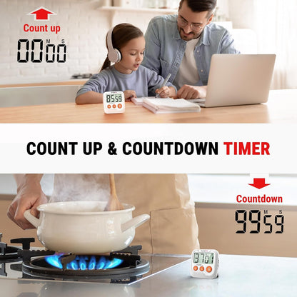 TM03 Digital Timer with 2 Alarm Volume & Strong Magnetic Back