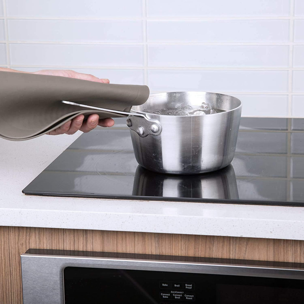 PrepSolutions 100% Silicone Heat Resistant Multifunctional Mat, 12- Inch Diameter, Gray - Non-Slip Kitchen Protector for Hot Pots and Pans, 1 Piece