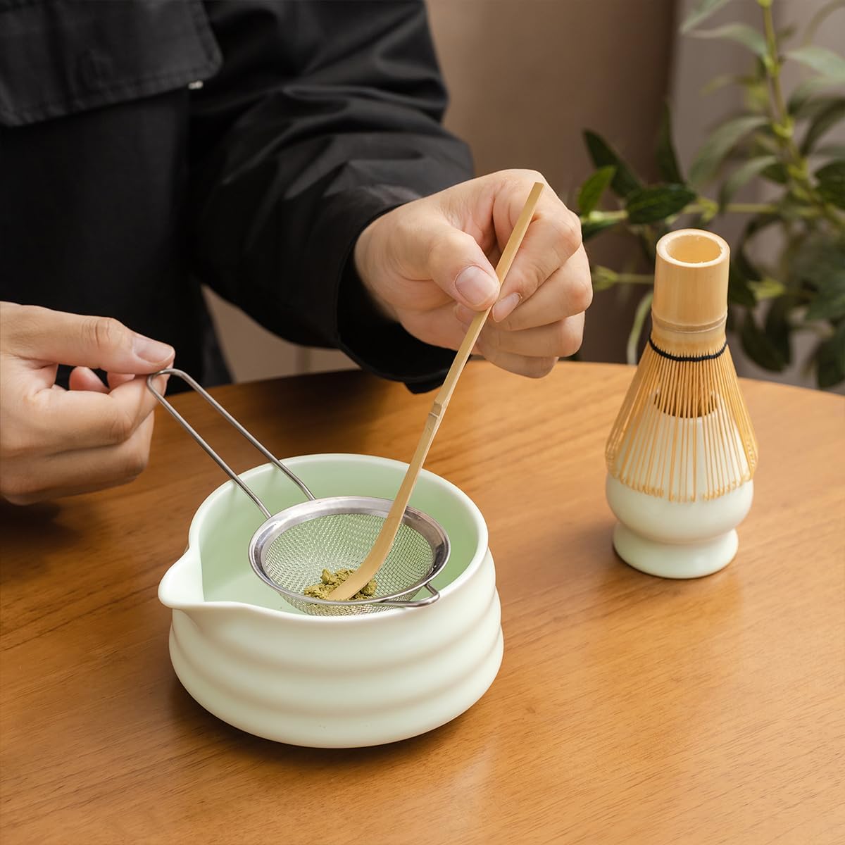 Matcha Set - Match Bowl with Spout and Whisk, 15 OZ, Matcha Scoop | Matcha Whisk Stand (Chasen Holder) - 5pc Perfect Matcha Kit for Matcha Tea Ceremony