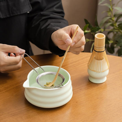 Matcha Set - Match Bowl with Spout and Whisk, 15 OZ, Matcha Scoop | Matcha Whisk Stand (Chasen Holder) - 5pc Perfect Matcha Kit for Matcha Tea Ceremony