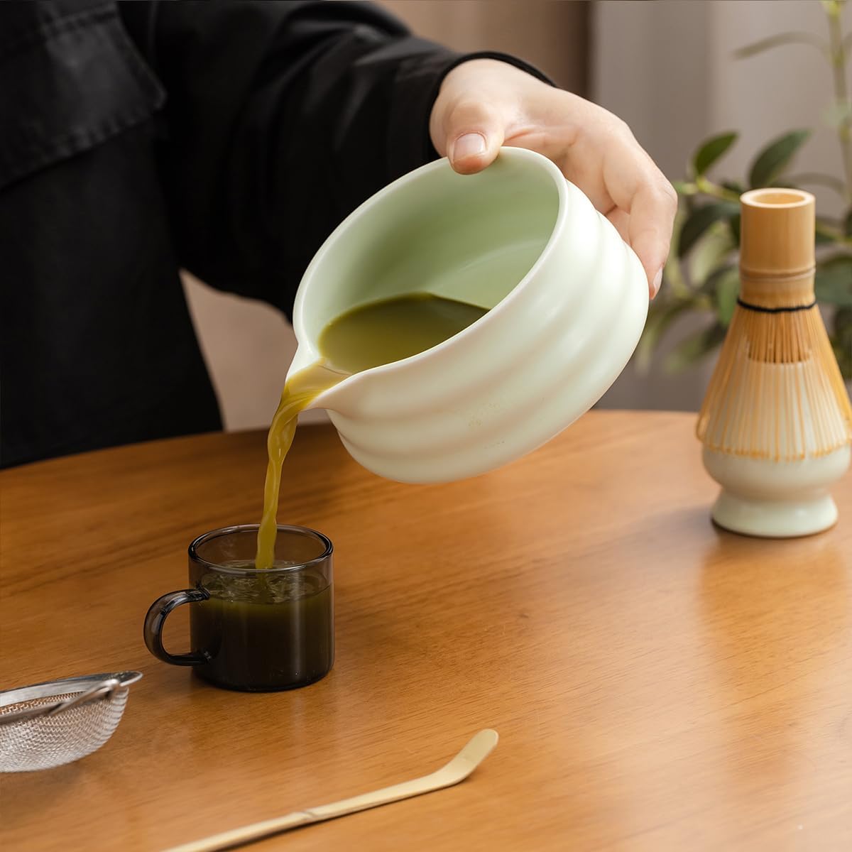 Matcha Set - Match Bowl with Spout and Whisk, 15 OZ, Matcha Scoop | Matcha Whisk Stand (Chasen Holder) - 5pc Perfect Matcha Kit for Matcha Tea Ceremony