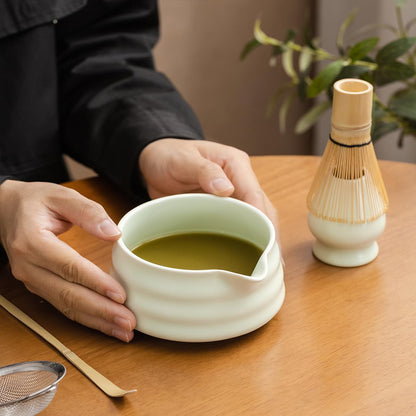 Matcha Set - Match Bowl with Spout and Whisk, 15 OZ, Matcha Scoop | Matcha Whisk Stand (Chasen Holder) - 5pc Perfect Matcha Kit for Matcha Tea Ceremony