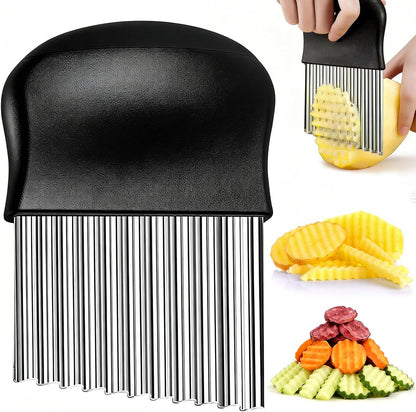 Large Crinkle Cutter Stainless Steel, French Fry Cutter for Potatoes