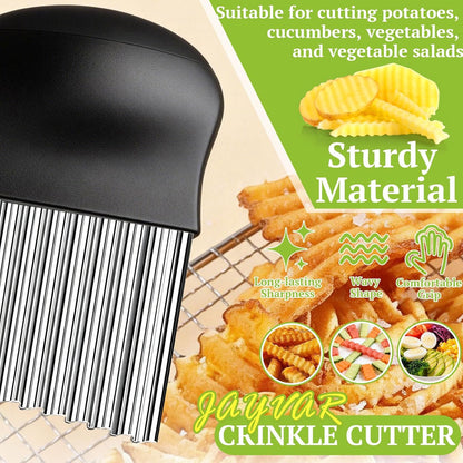 Large Crinkle Cutter Stainless Steel, French Fry Cutter for Potatoes