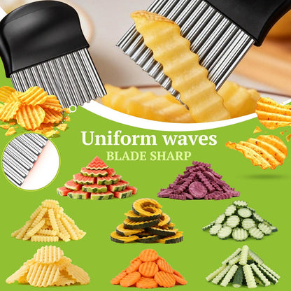 Large Crinkle Cutter Stainless Steel, French Fry Cutter for Potatoes