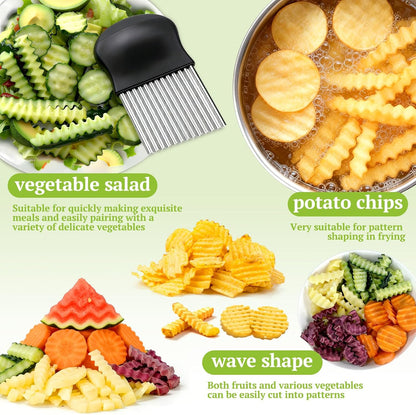 Large Crinkle Cutter Stainless Steel, French Fry Cutter for Potatoes