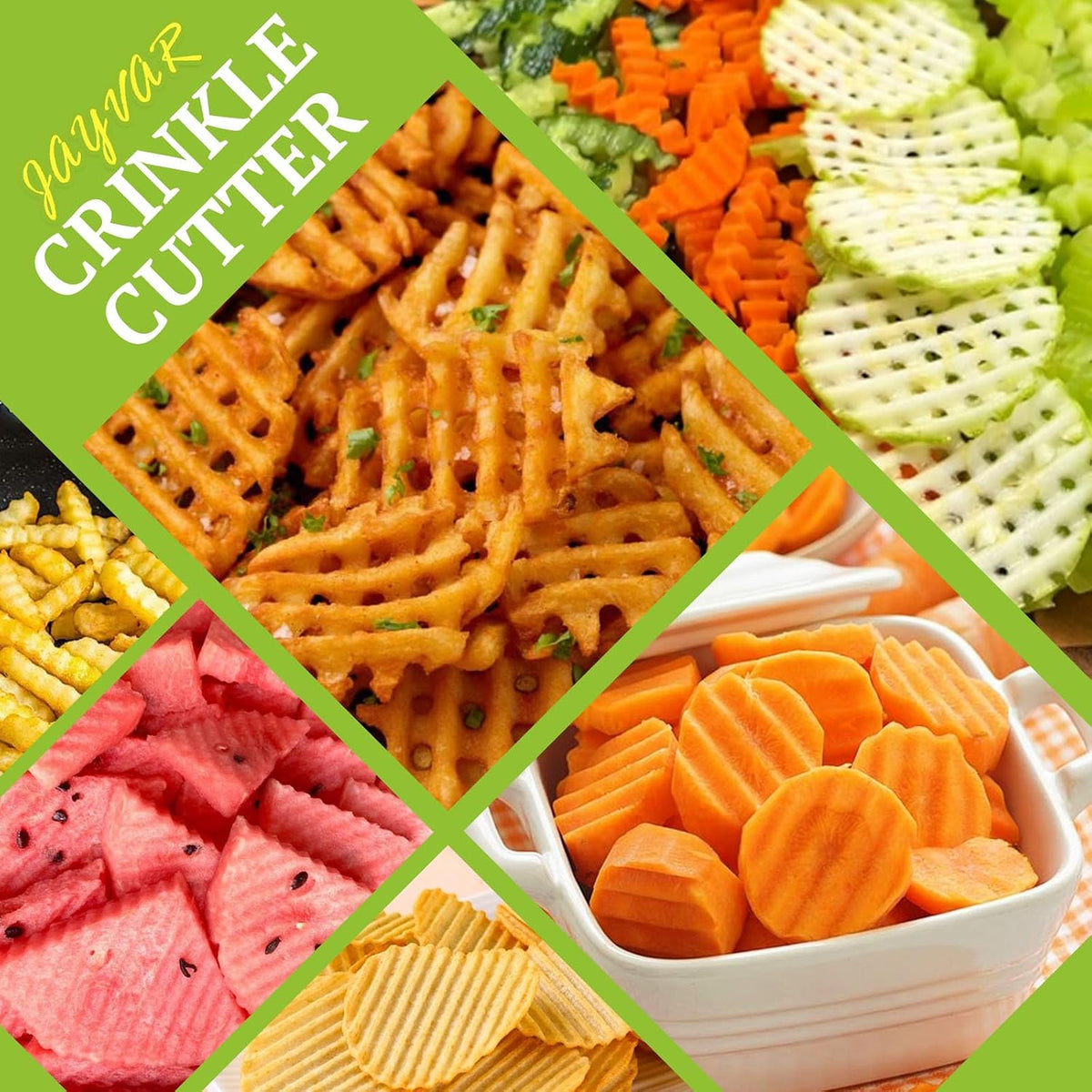 Large Crinkle Cutter Stainless Steel, French Fry Cutter for Potatoes