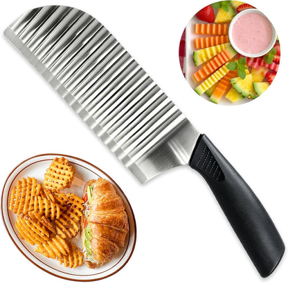 Large Crinkle Cutter Stainless Steel, French Fry Cutter for Potatoes