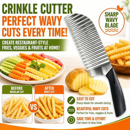 Large Crinkle Cutter Stainless Steel, French Fry Cutter for Potatoes