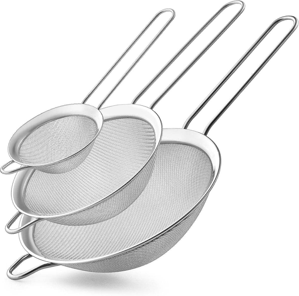 Fine Mesh Strainers for Kitchen, Stainless Steel Metal Hand Small Mini Sieve Strainer, Cocktail Strainer Tea Coffee Juice Strainer，Food Strainer with Handlle (3.35inch, Silver)