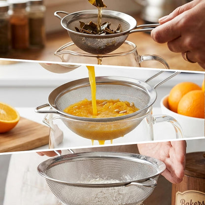 Fine Mesh Strainers for Kitchen, Stainless Steel Metal Hand Small Mini Sieve Strainer, Cocktail Strainer Tea Coffee Juice Strainer，Food Strainer with Handlle (3.35inch, Silver)