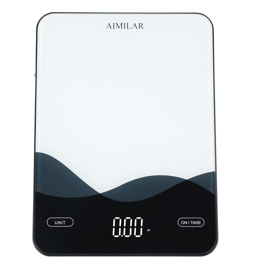 Digital Kitchen Scale 22lb/10kg USB-C Rechargeable, Tempered Glass Top Easy Clean, LED Touch Screen No Buttons, Auto Shut Off
