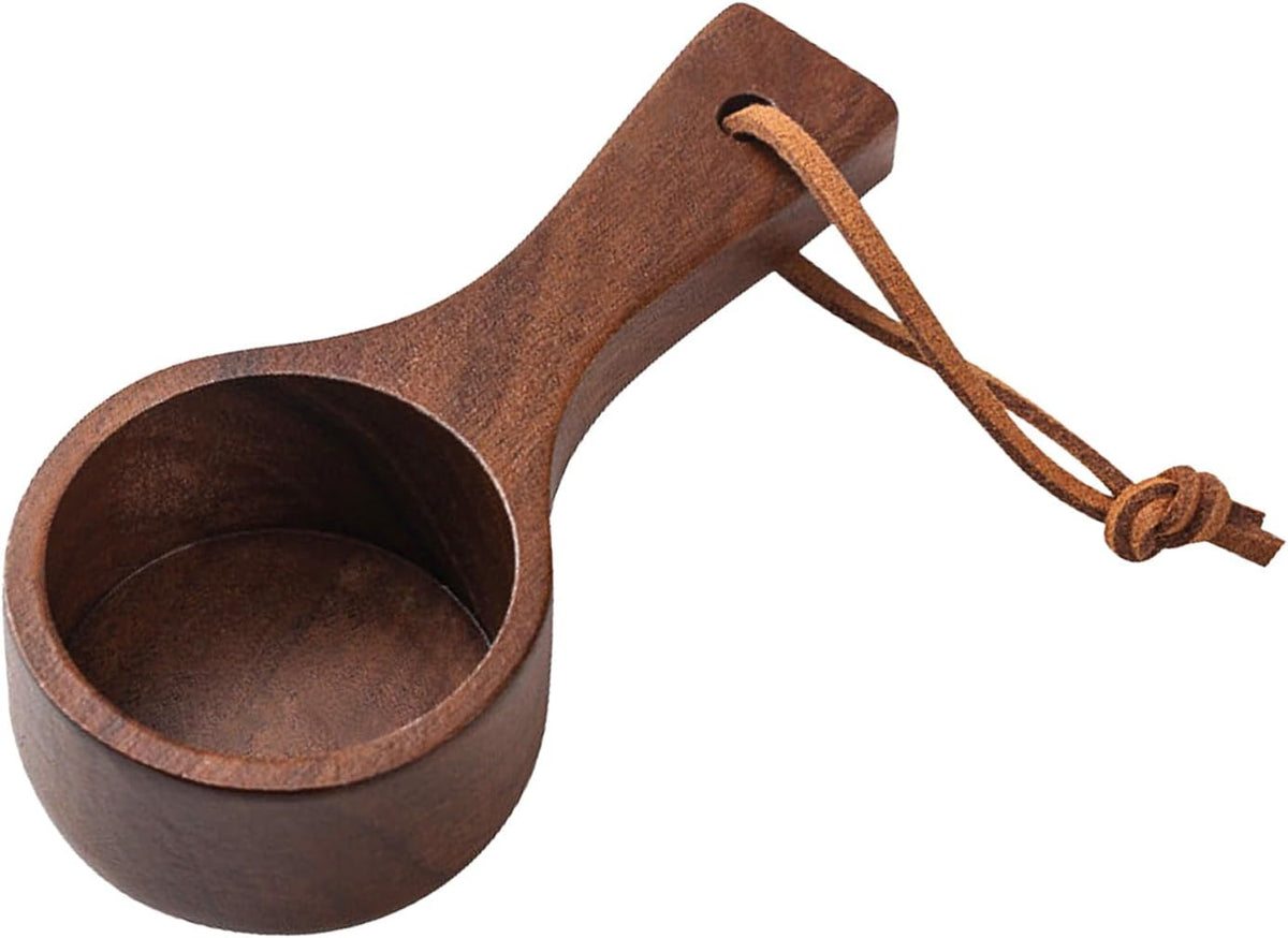 Wooden Coffee Scoop, Small Wooden Spoons, Short Handle Wood Measuring Cups with Lanyard, Wooden Measuring Cups Wood for Jars Containers, Sugar, Pantry Canisters, Laundry Detergent