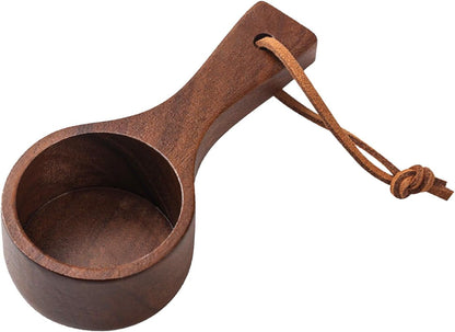 Wooden Coffee Scoop, Small Wooden Spoons, Short Handle Wood Measuring Cups with Lanyard, Wooden Measuring Cups Wood for Jars Containers, Sugar, Pantry Canisters, Laundry Detergent