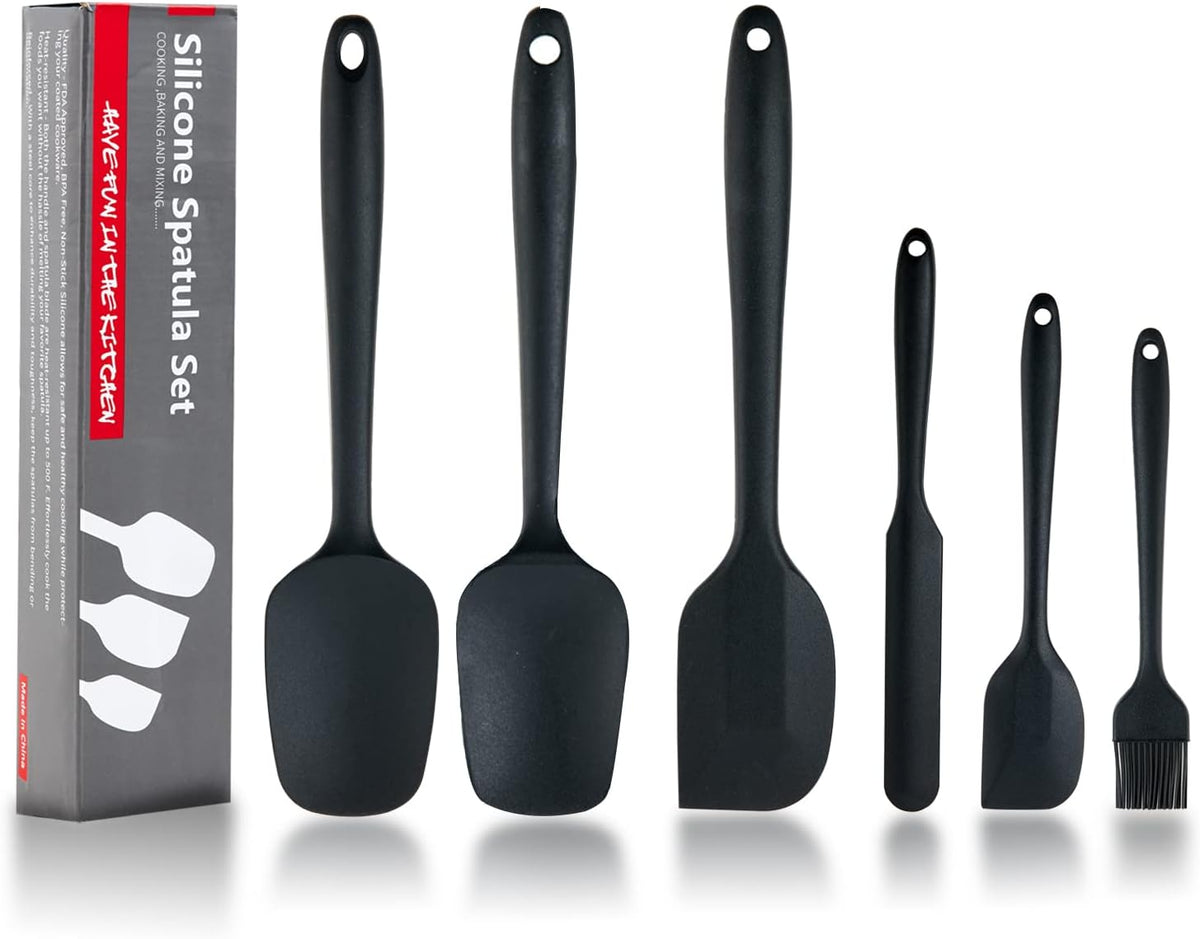6 Pieces Silicone Spatula Set, Food Grade Rubber Spatula,Kitchen Tools for Baking, Cooking, Stirring (Red)
