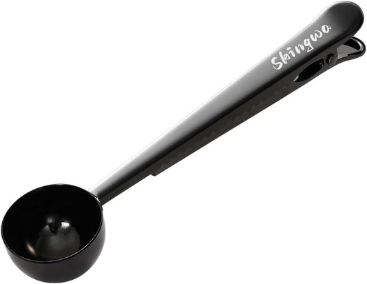 Coffee Scoop with Bag Clip, Multi-Function Milk Powder Measuring Spoon, 20ml (Black)