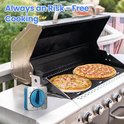 Kitchen Timers for Cooking, Chef Cooking Timer Clock with Loud Alarm,100% Mechanical Desk Timer - No Batteries Required -Magnetic Back, Exquisite Stainless Steel Body -Countdown Reminder Magnetic-Blue