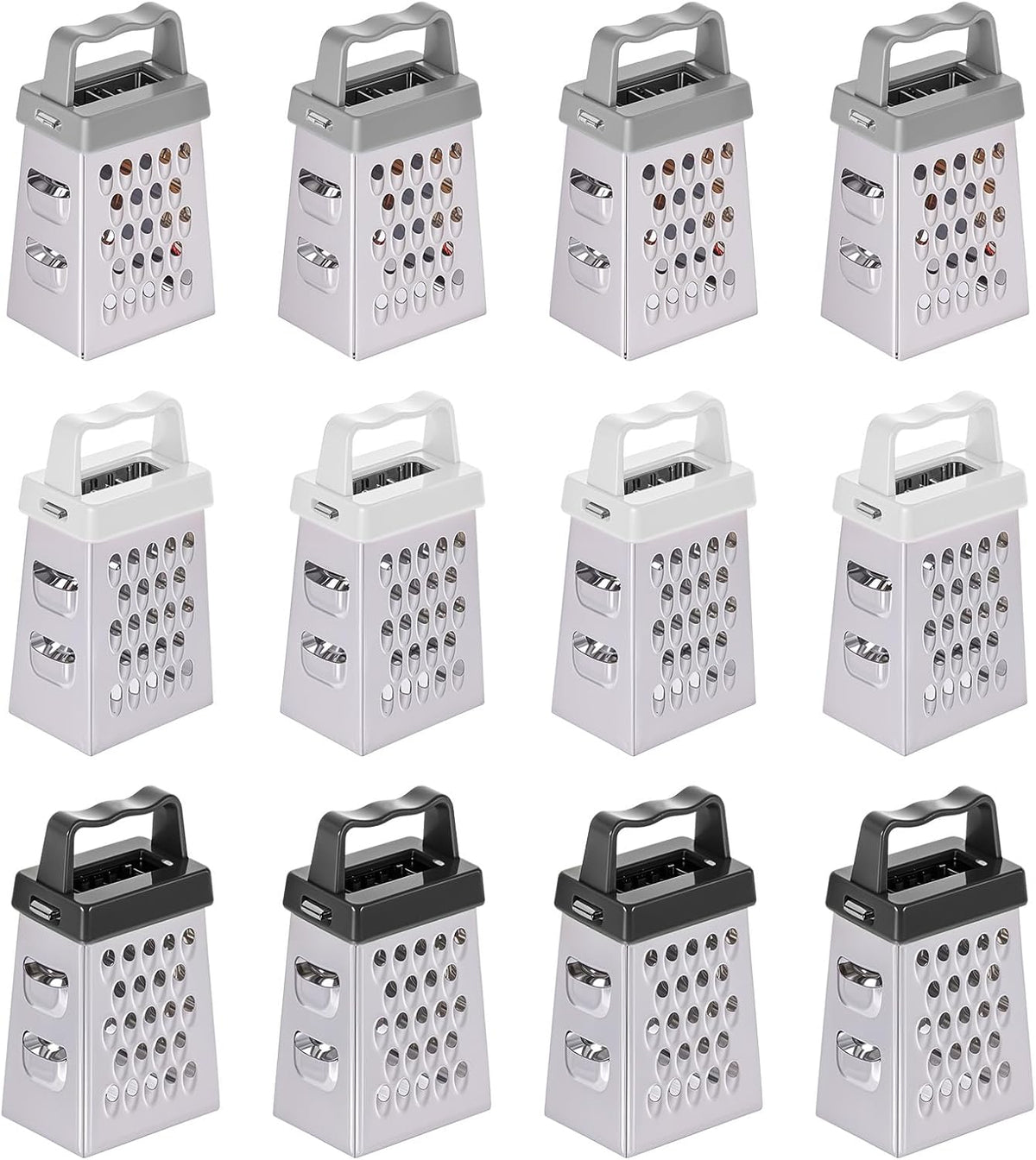 12 Pcs Mini Cheese Grater Stainless Steel Box Grater with 4 Sides Professional Fine Coarse Handheld Slicer Small Lemon Safe Zester Shredder for Kitchen Ginger Vegetable Potatoes Food