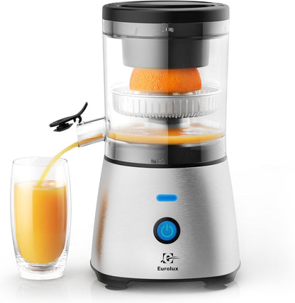 Electric Citrus Juicer Stainless Steel | Premium Hands-Free One-Touch Orange Juice Squeezer for Oranges, Lemons, and Limes | Quiet Operation, Easy to Clean, Countertop Small Kitchen Appliance