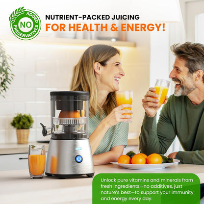 Electric Citrus Juicer Stainless Steel | Premium Hands-Free One-Touch Orange Juice Squeezer for Oranges, Lemons, and Limes | Quiet Operation, Easy to Clean, Countertop Small Kitchen Appliance