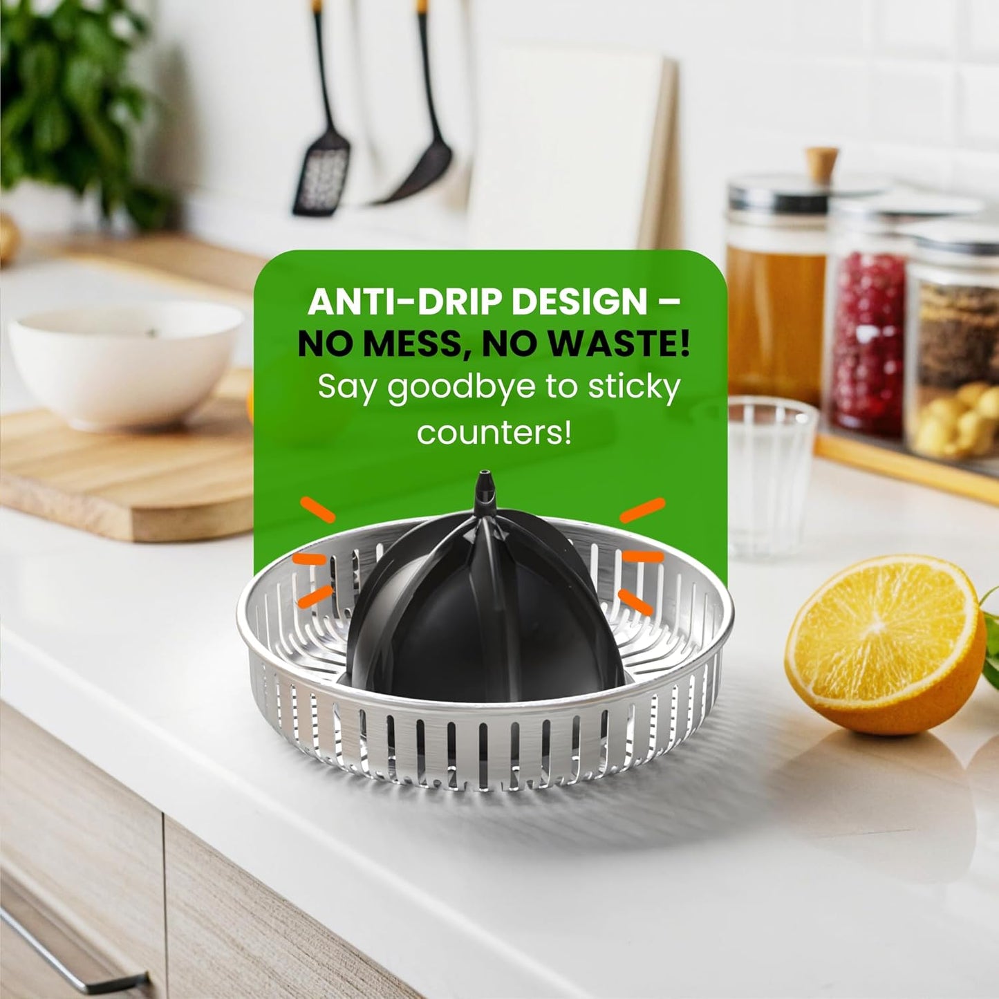 Electric Citrus Juicer Stainless Steel | Premium Hands-Free One-Touch Orange Juice Squeezer for Oranges, Lemons, and Limes | Quiet Operation, Easy to Clean, Countertop Small Kitchen Appliance