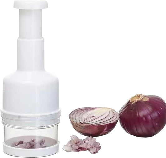 Food Chopper, Nut Chopper Manual Hand Handheld Veggie Chopper with Container Veggie Dicer for Vegetable, Salad, Onion, Garlic, Nut(white)