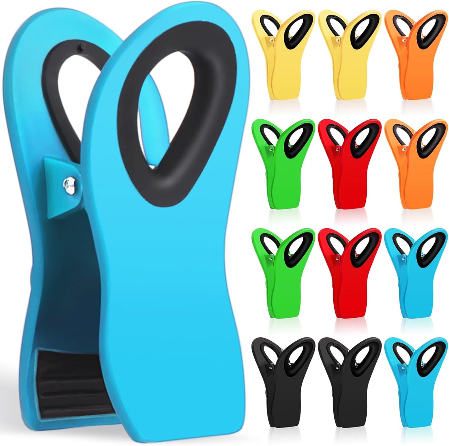 12 Pack Chip Clips Bag Clips, Magnetic Bag Clip for Food Storage | Heavy duty, plastic food clip for chips, snack, kitchen, refrigerator, garden, sewing, fabric, clothes pins