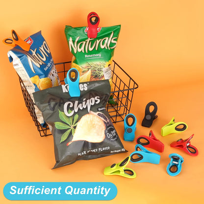 12 Pack Chip Clips Bag Clips, Magnetic Bag Clip for Food Storage | Heavy duty, plastic food clip for chips, snack, kitchen, refrigerator, garden, sewing, fabric, clothes pins