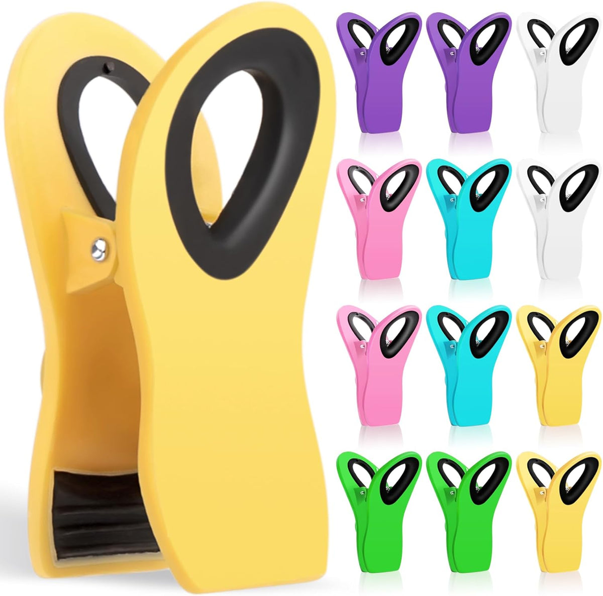 12 Pack Chip Clips Bag Clips, Magnetic Bag Clip for Food Storage | Heavy duty, plastic food clip for chips, snack, kitchen, refrigerator, garden, sewing, fabric, clothes pins
