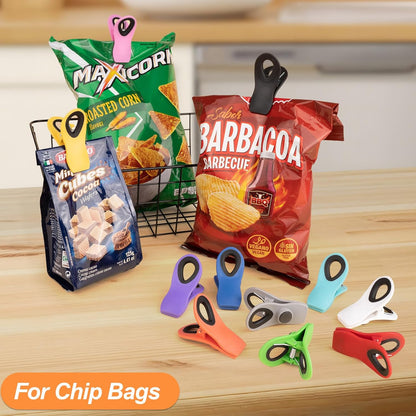 12 Pack Chip Clips Bag Clips, Magnetic Bag Clip for Food Storage | Heavy duty, plastic food clip for chips, snack, kitchen, refrigerator, garden, sewing, fabric, clothes pins