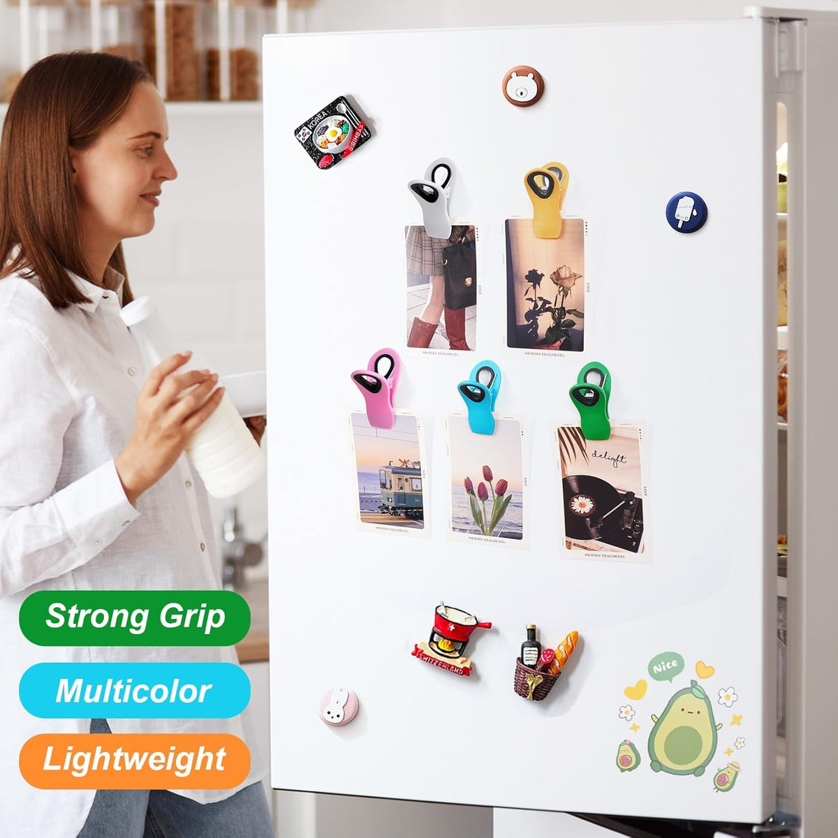 12 Pack Chip Clips Bag Clips, Magnetic Bag Clip for Food Storage | Heavy duty, plastic food clip for chips, snack, kitchen, refrigerator, garden, sewing, fabric, clothes pins