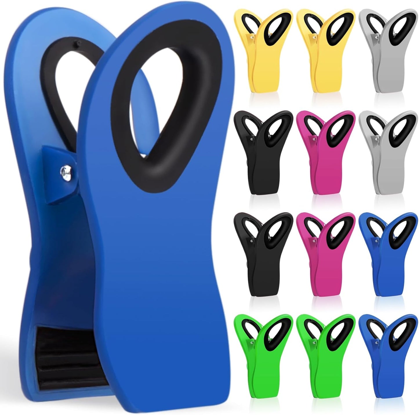 12 Pack Chip Clips Bag Clips, Magnetic Bag Clip for Food Storage | Heavy duty, plastic food clip for chips, snack, kitchen, refrigerator, garden, sewing, fabric, clothes pins