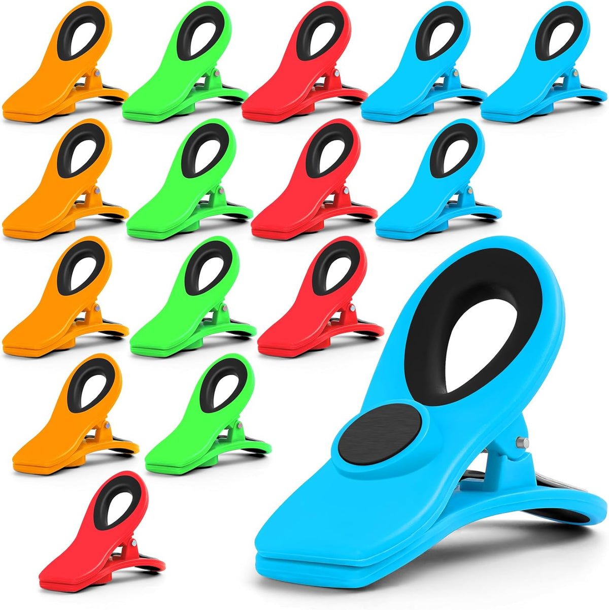 12 Pack Chip Clips Bag Clips, Magnetic Bag Clip for Food Storage | Heavy duty, plastic food clip for chips, snack, kitchen, refrigerator, garden, sewing, fabric, clothes pins