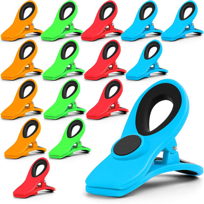 12 Pack Chip Clips Bag Clips, Magnetic Bag Clip for Food Storage | Heavy duty, plastic food clip for chips, snack, kitchen, refrigerator, garden, sewing, fabric, clothes pins